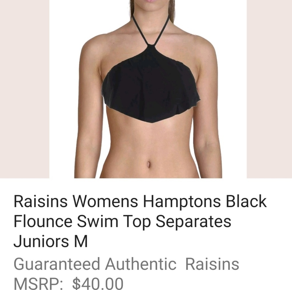 NWT RAISINS Fly away flounce Hamptons Halter swim top - Picture 2 of 3